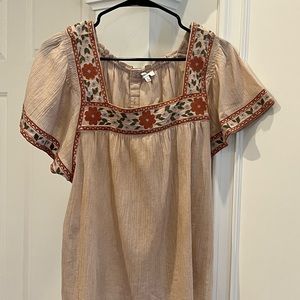 Madewell Embroidered Flutter Sleeve Top